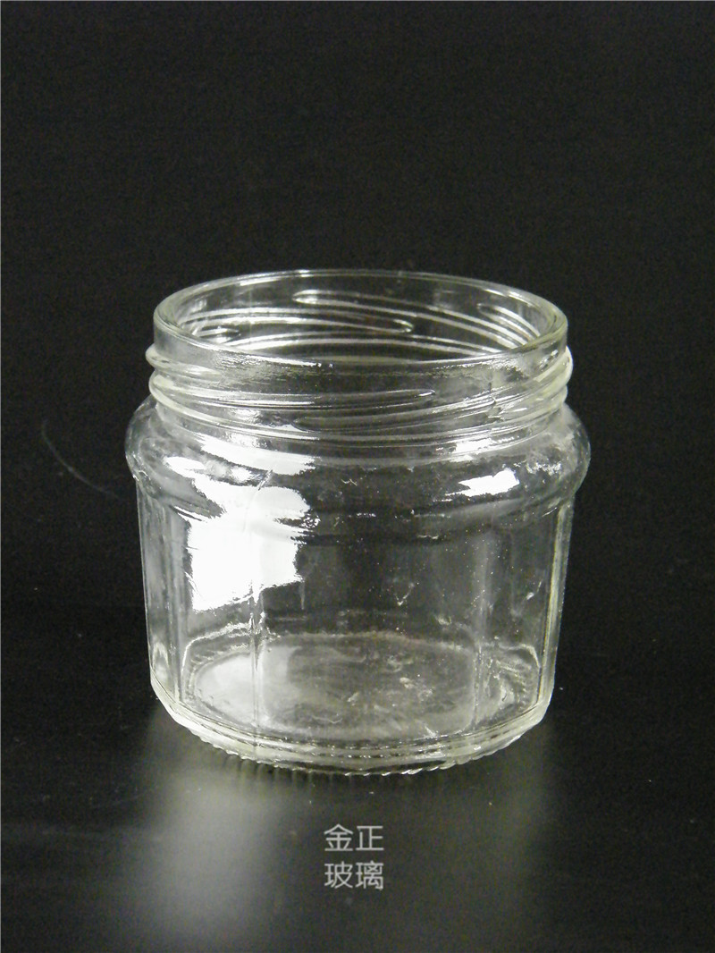 厂家供应批发 大口条纹形玻璃储物罐蜂蜜玻璃罐酱菜玻璃罐
