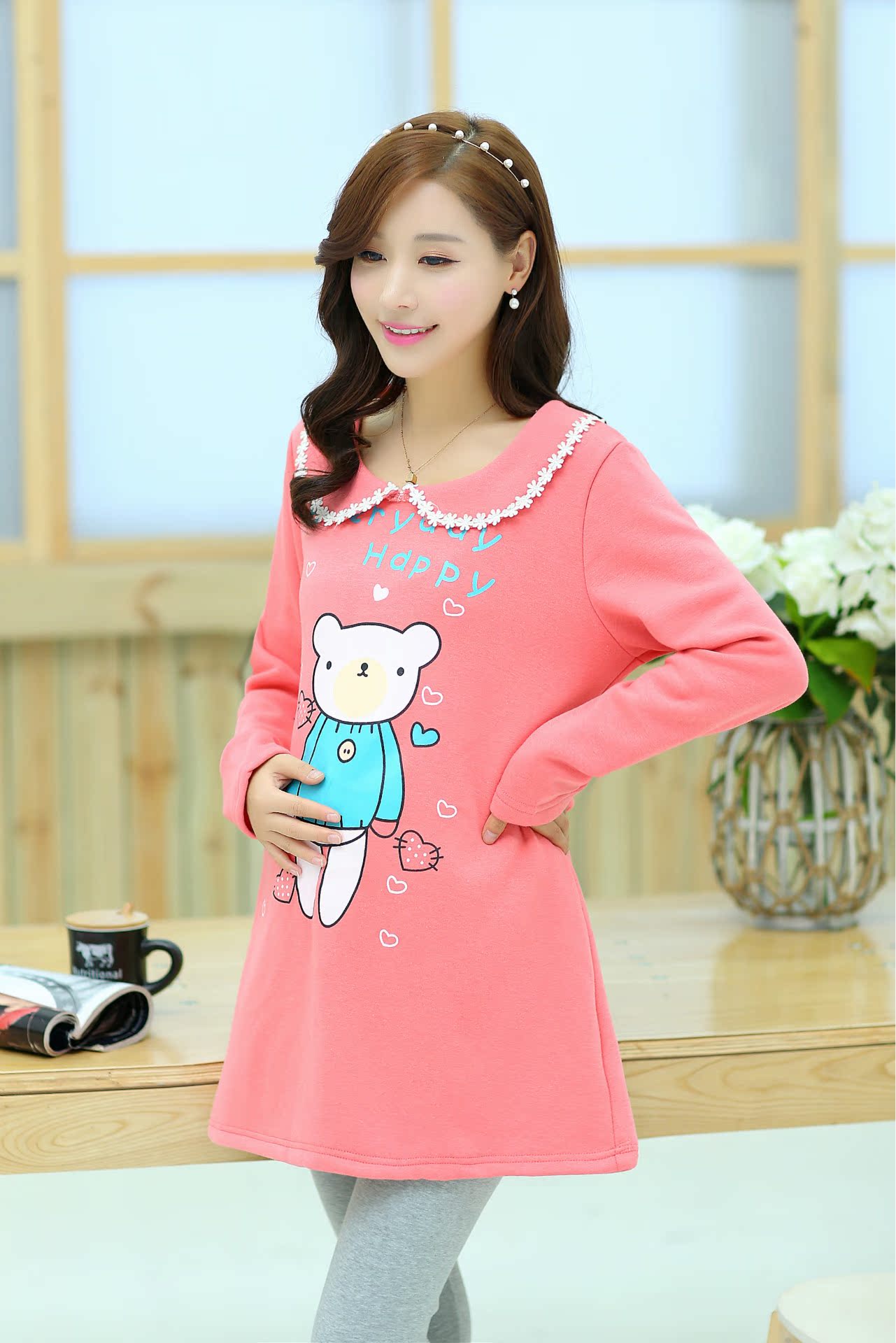 2016孕妇装秋冬韩版高档 孕妇翻领长袖-孕妇上衣