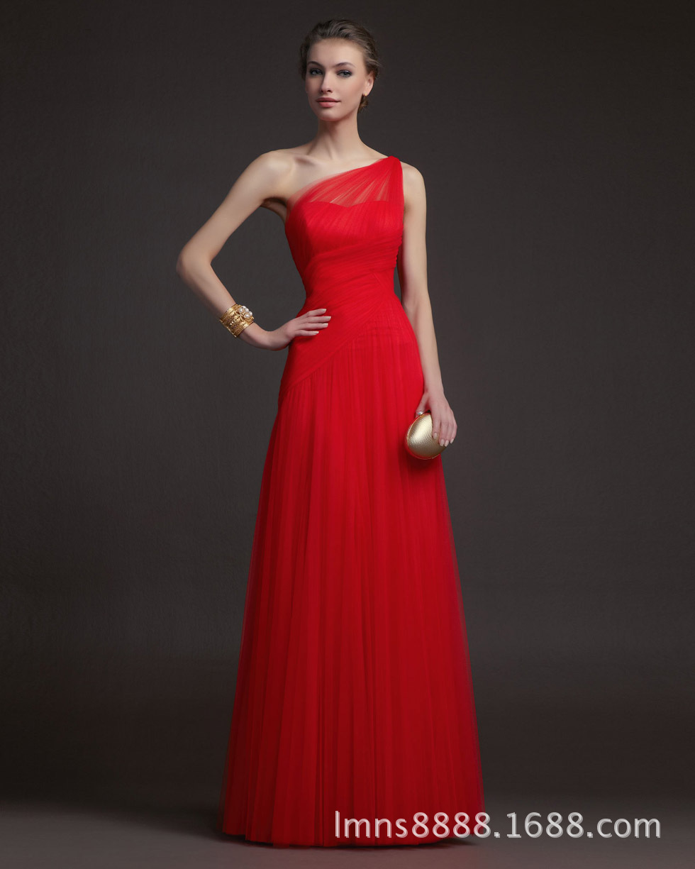 批发销售 新娘结婚礼服欧美外贸晚礼服 新款 酒红色晚礼服 女长裙高档