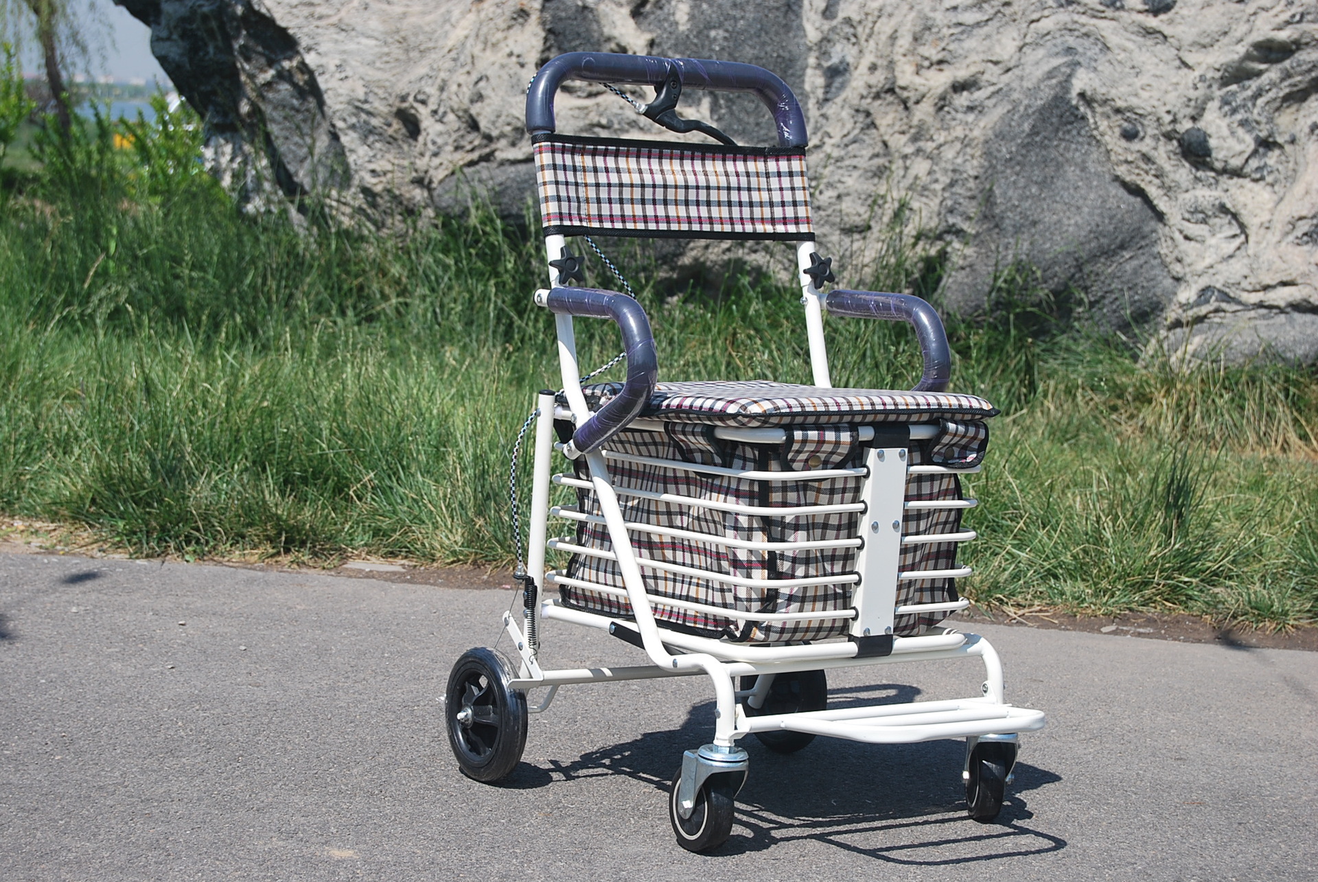 老年手推车老年休闲车老年购物车老人买菜车可坐折叠推椅带座扶手