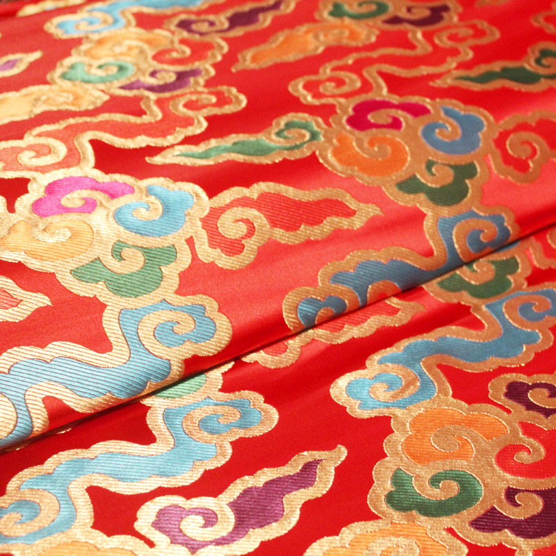 云锦大红中国结旗袍面料唐装布料高档包装面料织锦缎布料丝绸特价
