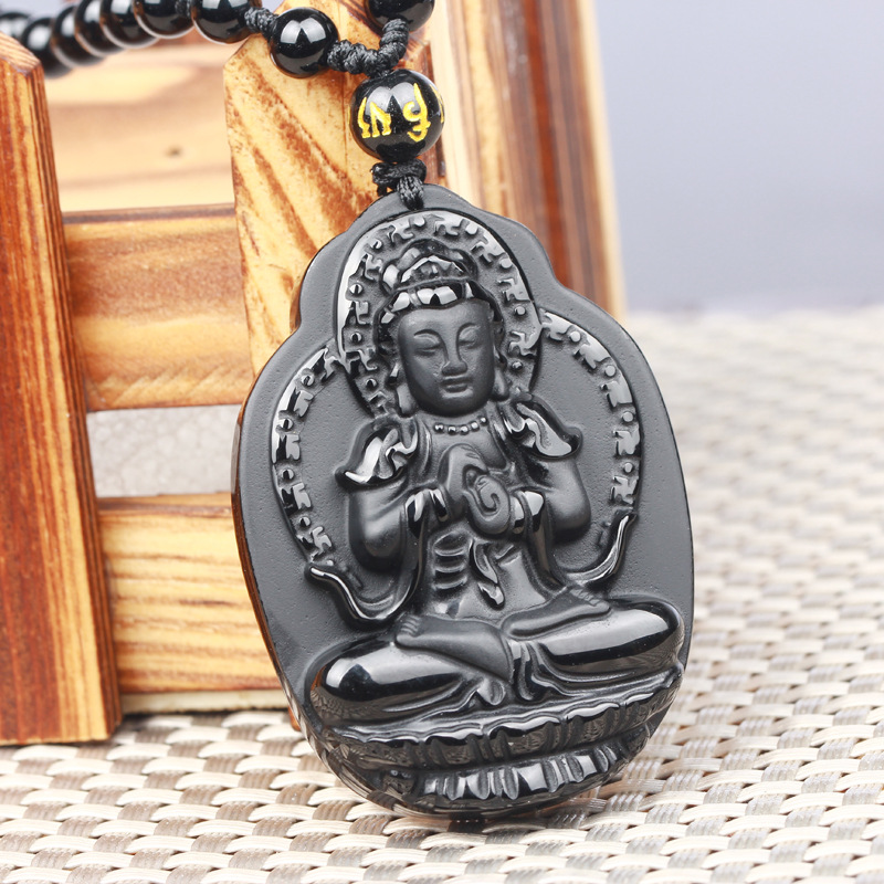 黑曜石八大守护神大日如来属羊属猴本命佛吊坠饰品批发