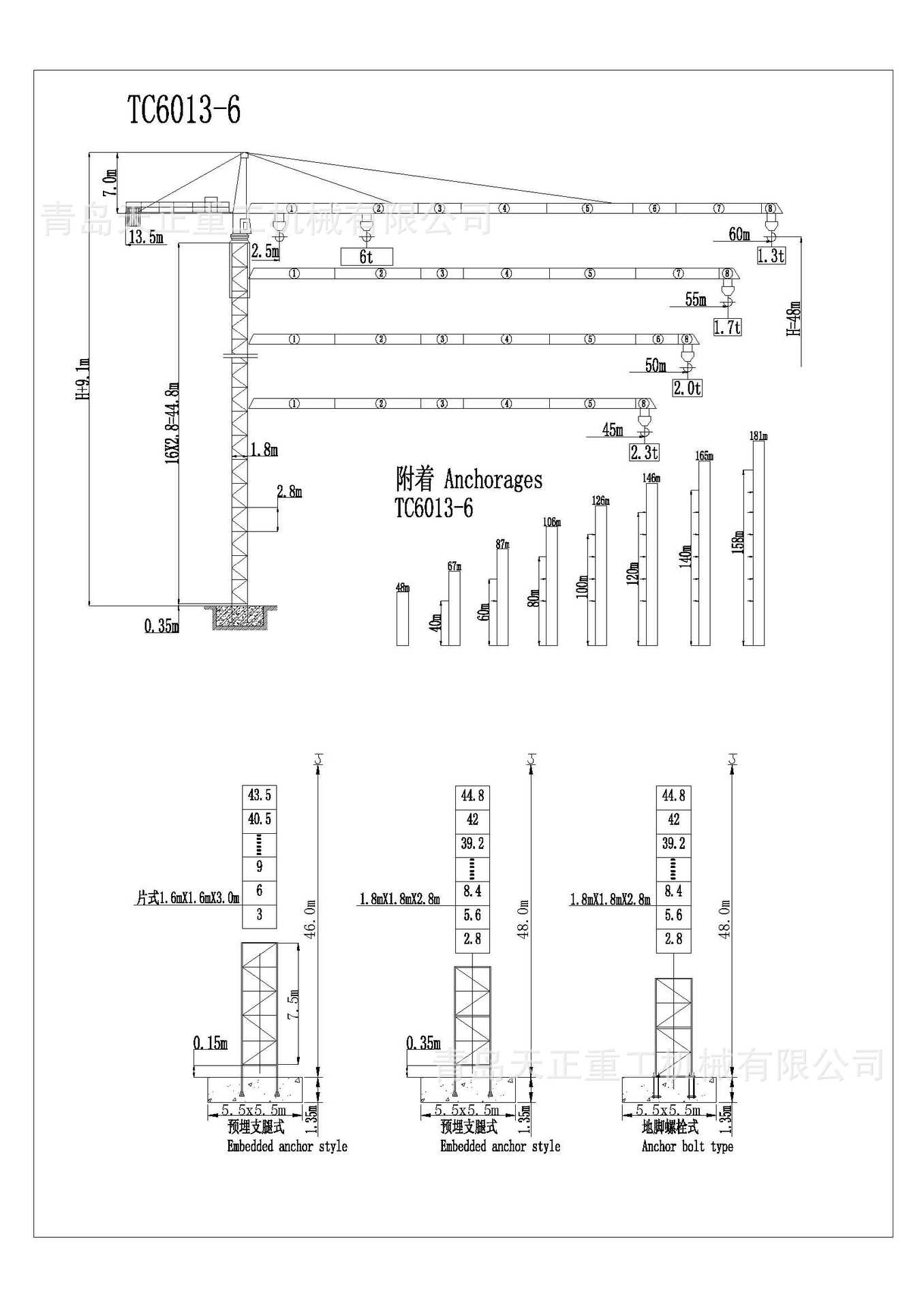 虎霸6010塔吊参数说明图片