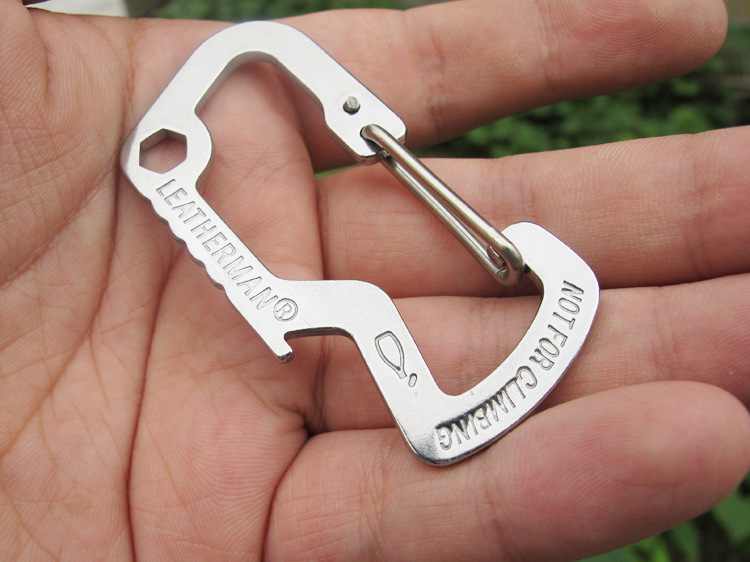 Small Horn Shark EDC Multi-Function D-Type Buckle Stainless Steel Carabiner Bottle Opener Spring Hook Hanging Buckle Hanger