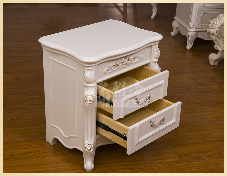 特价促销法式实木荷花白床头柜欧式床头柜实木家具实木床头柜雕花