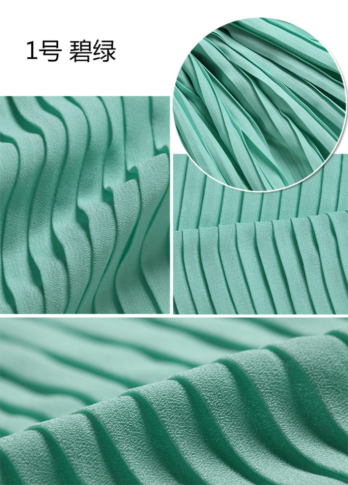 2021春夏时装礼服百褶珍珠纱雪纺面料 批发小清新百褶珍珠纱雪纺