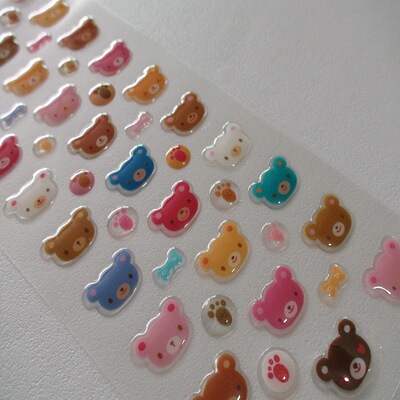 厂家定制pvc小熊卡通水晶贴水晶滴塑贴