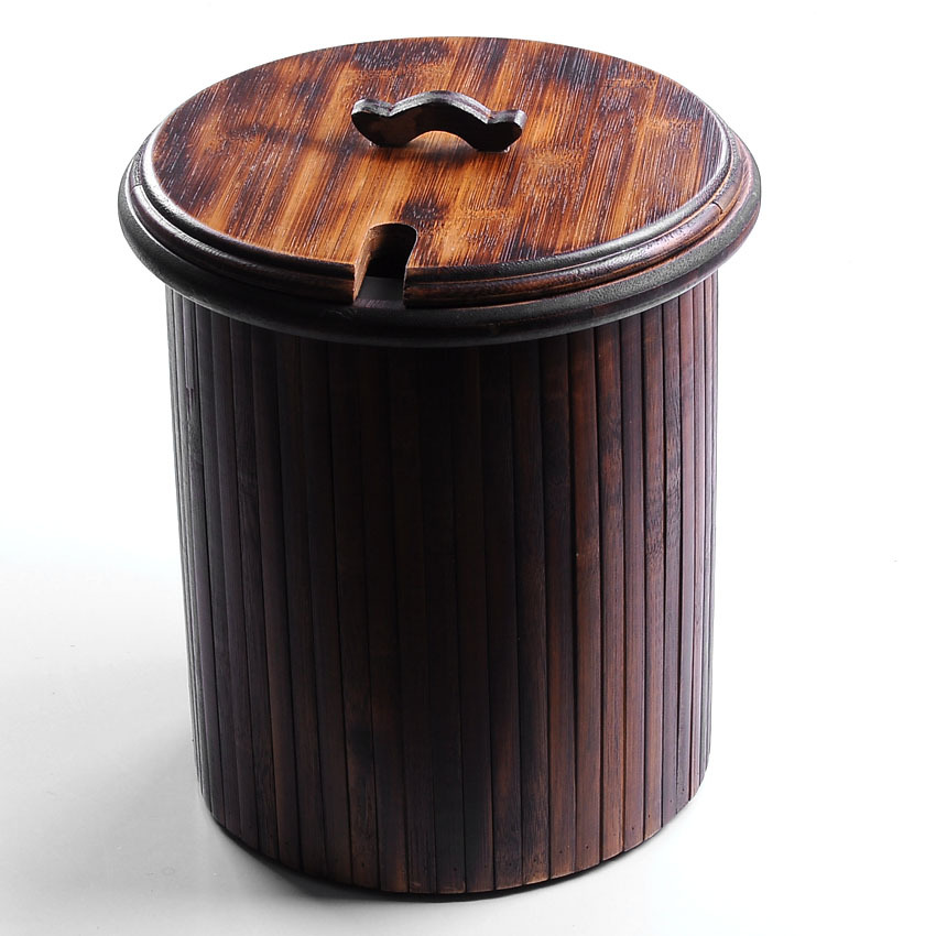 批发精品创意茶汁桶茶道零配原生竹棕木色木质茶水桶排水桶