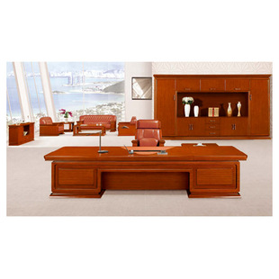 广东办公家具hy-d 鸿业111号 实木贴木皮总裁台