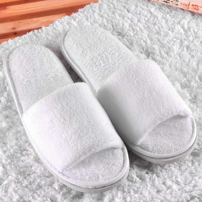 Hotel Pure White Coral Velvet Slippers Thick Bottom Non-Disposable Home Waiting Slippers 009