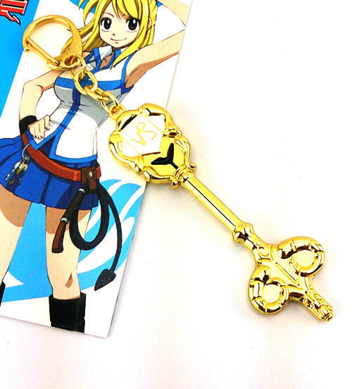 妖精的尾巴露西黄道十二宫钥匙机绳9cm双面立体金色星座动漫周边