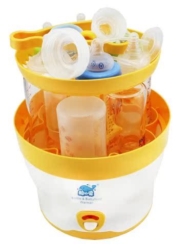 鲸之爱大容量一键式婴儿奶瓶消毒器 宝宝用品蒸汽消毒锅