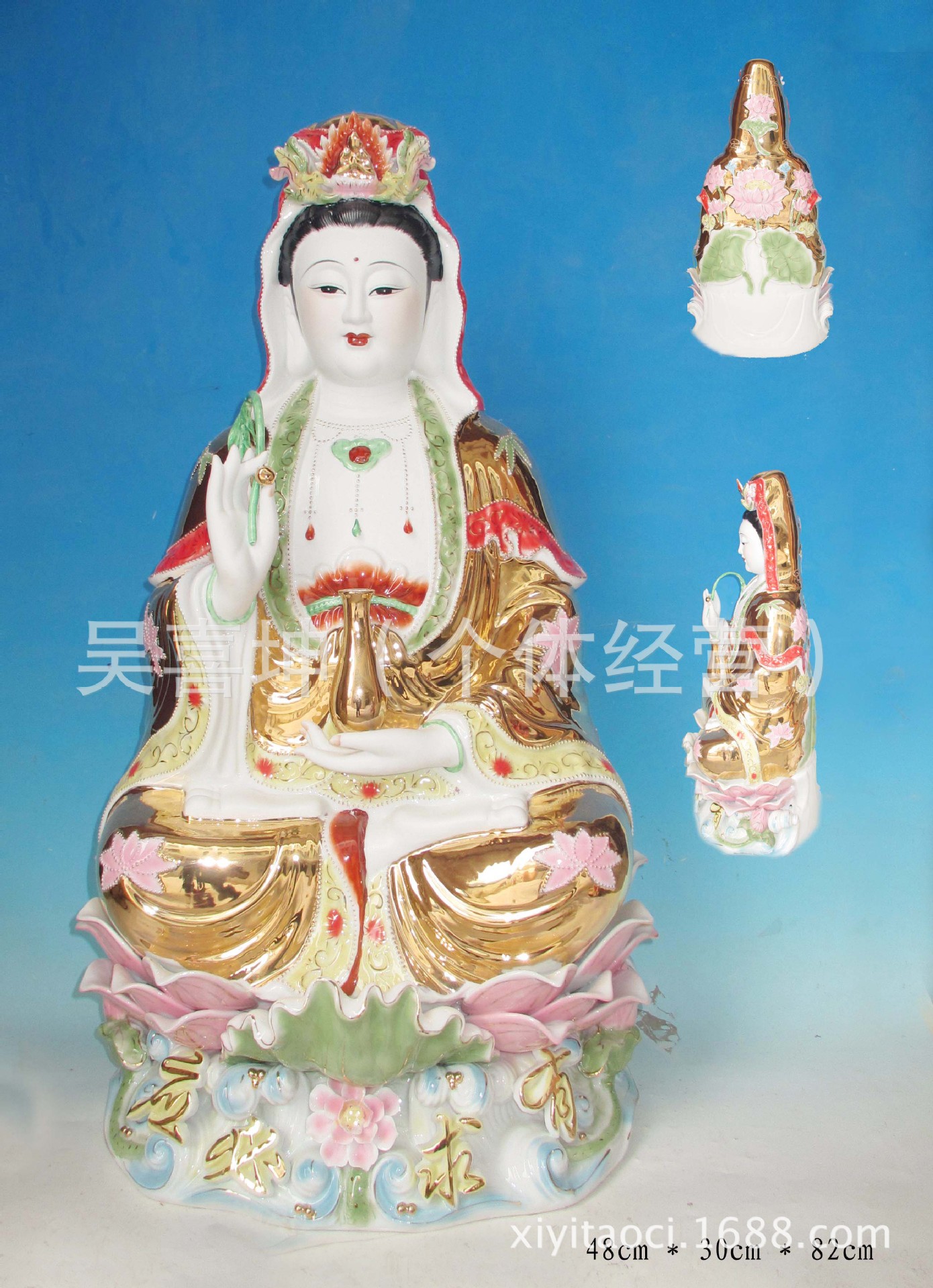 12寸到24寸陶瓷特白观音赐福 潮州陶瓷佛像批发