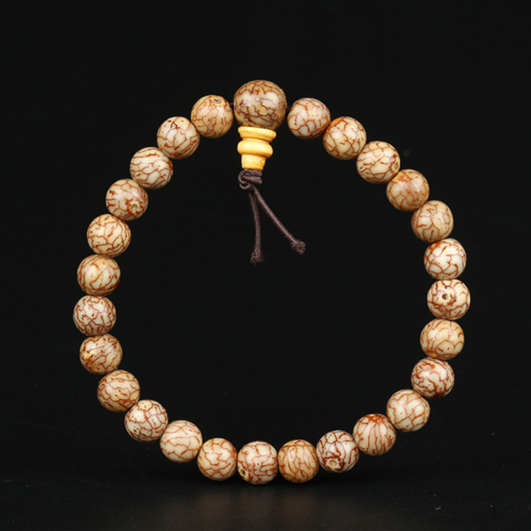 拓掘工艺 精品6mm原色小银线菩提子手串 银线菩提佛珠手链直销