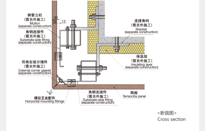 建筑陶土板陶棍立方陶陶板带有配套的铝合金挂钩挂件幕墙配件
