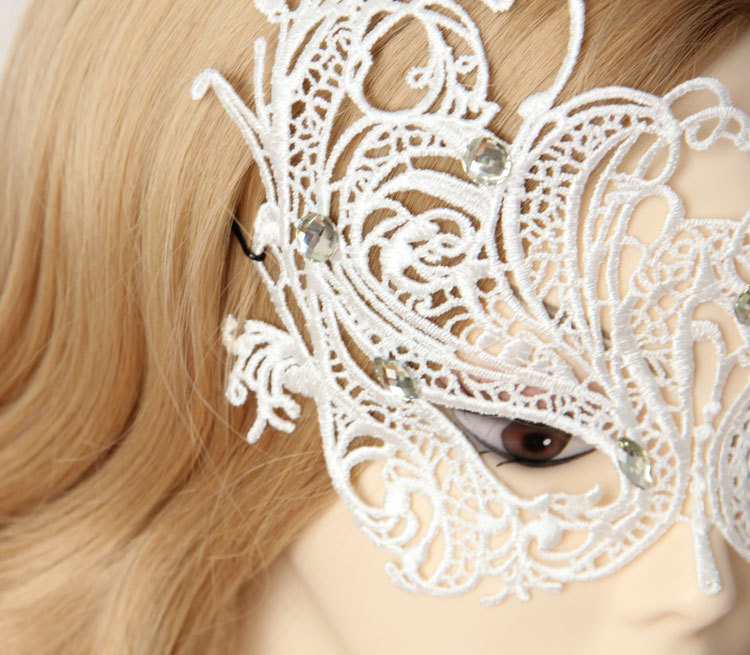 化妆舞会派对白色蕾丝公主半脸面具威尼斯眼罩夜店性感饰品mj-11