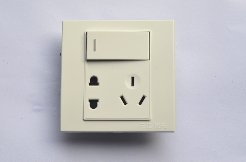 三雄极光v3系列开关插座10a带大跷板单控开关二 三极插 座