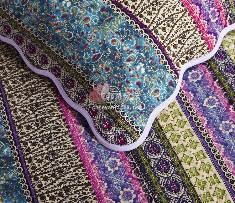 波西米亚条纹绗缝水洗纯棉四件套 棉麻产品四件套 床上用品厂家