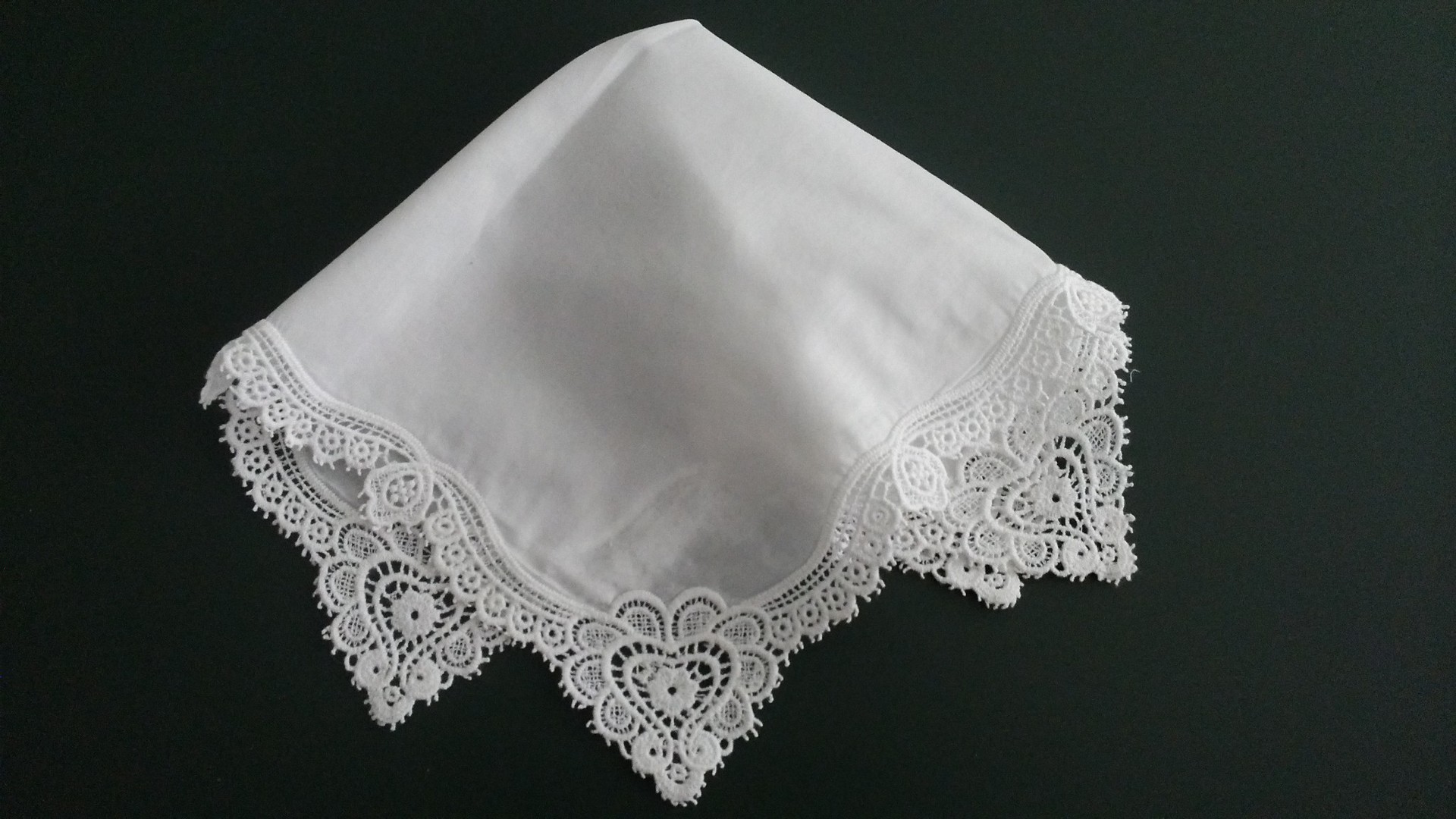 纯棉刺绣花边无缝一体成型手绢西式婚庆送礼白色蕾丝手帕 a004