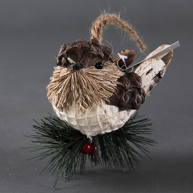 手工草编小鸟14v0314和小猫头鹰nin09041吊饰