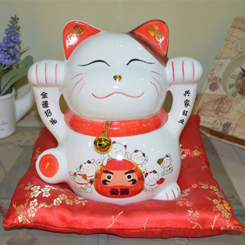 新款大号千万两招财猫 高档骨瓷储钱罐礼品 创意家居工艺摆件10寸