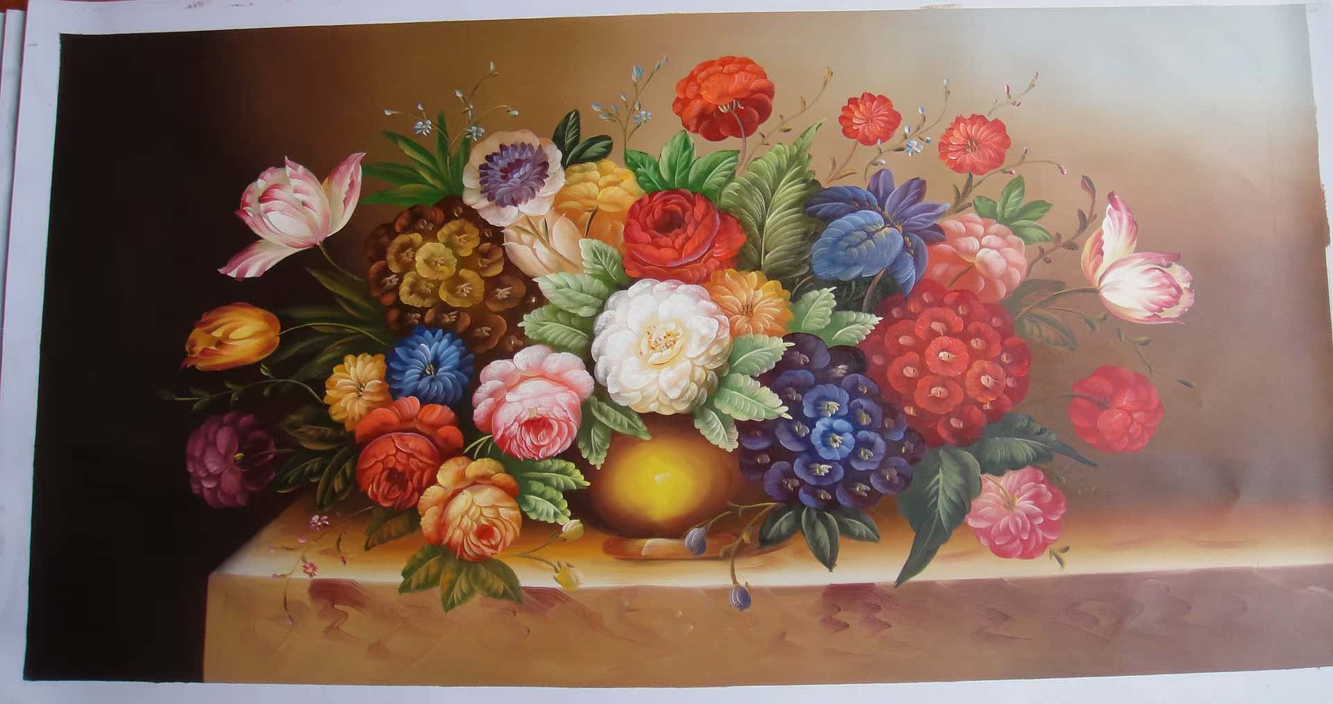 现代花草风格手绘油画艺术宾馆会所高档壁画手工高品质挂画