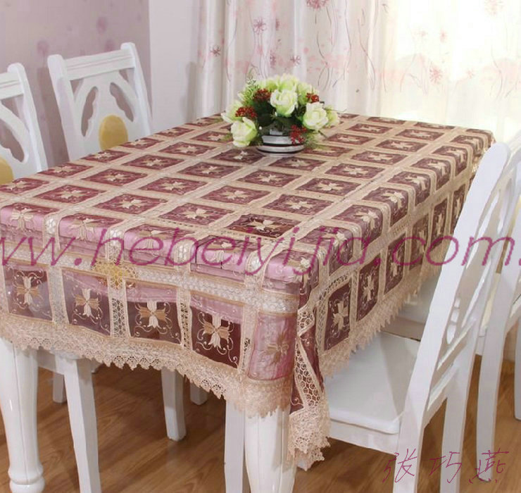 厂家直销批发 供应 蕾丝 水溶边小梅花 台布 餐桌布