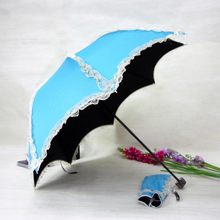 创意个性阿波罗公主洋伞 黑胶护肤拱形晴雨伞 蕾丝包边黑胶折叠伞