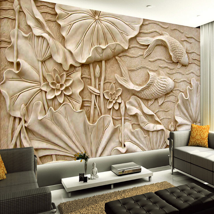 深圳厂家《大型壁画定制/酒店宾馆餐厅壁画壁纸》立体浮雕壁画