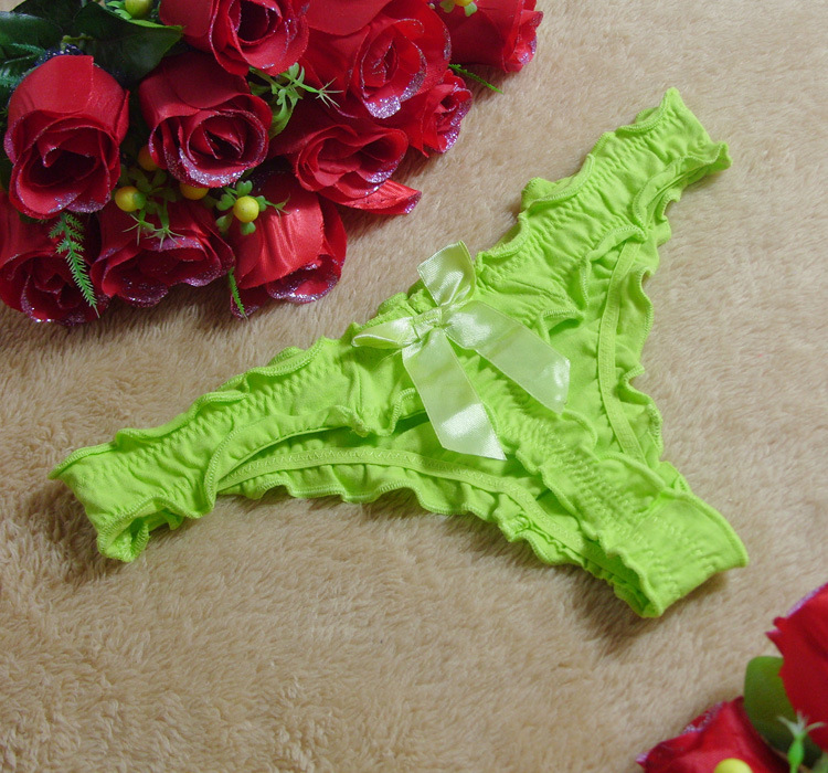 1件代发性感纯棉低腰可爱蝴蝶结诱惑女士内裤t丁字裤(246102)