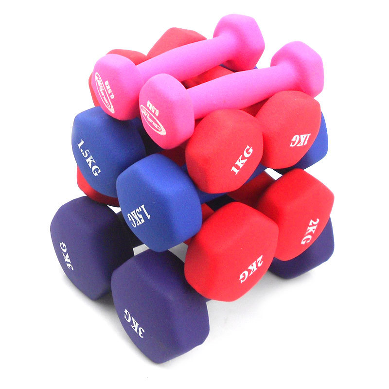 郑多燕体育用品浸塑哑铃 新款男女彩色包胶小哑铃 锻炼多个部位