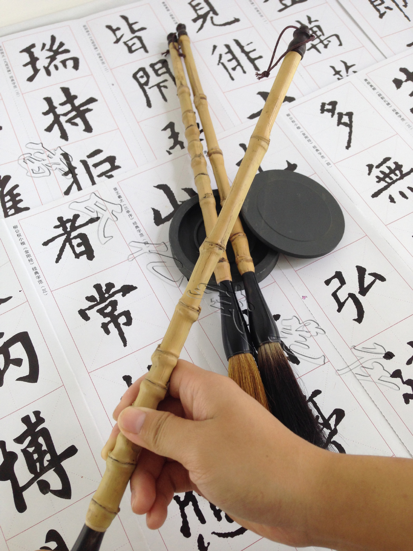 牛角罗汉竹熊毫羊毫狼毫毛笔 古玩学生毛笔练习用品