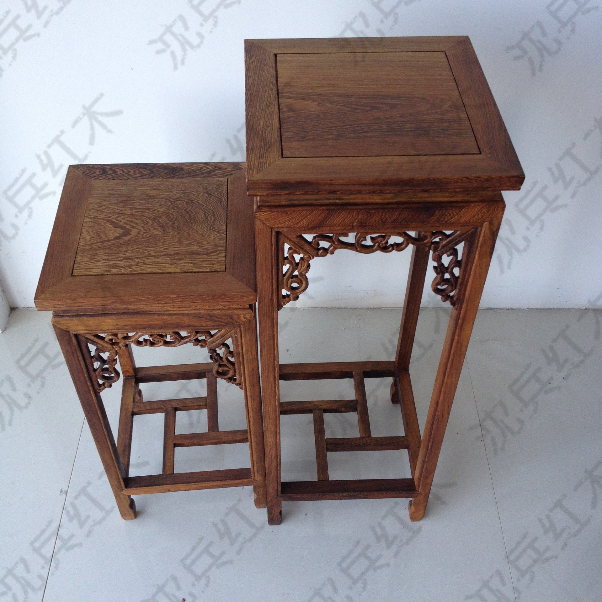 特惠 仿古家具 厂家直销 80cm花架 鸡翅木花架 盆景架 红木花架