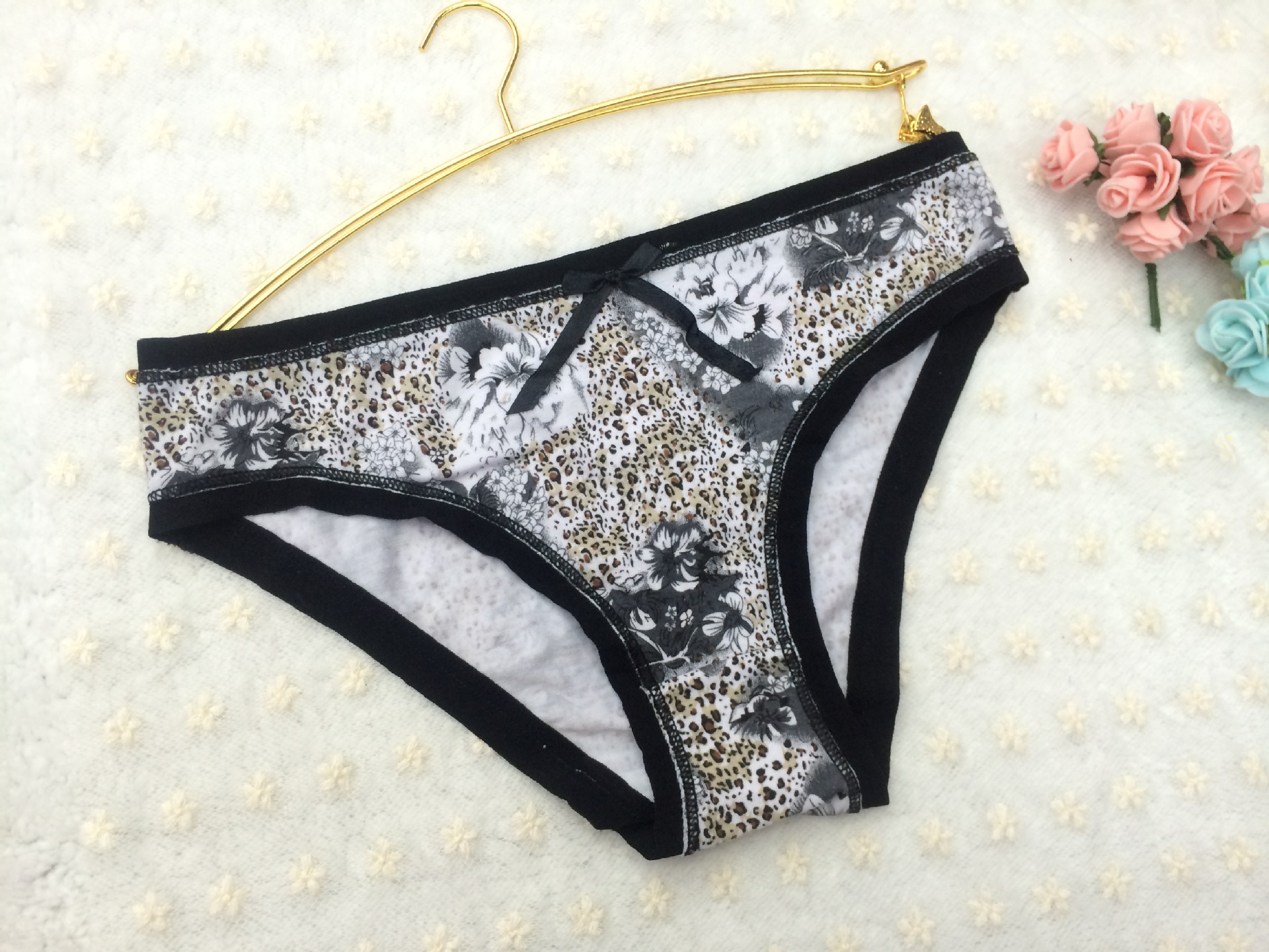 印玫瑰花三角女裤内裤批发 外贸三角裤 全
