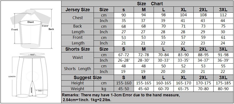 套装尺寸表-英文