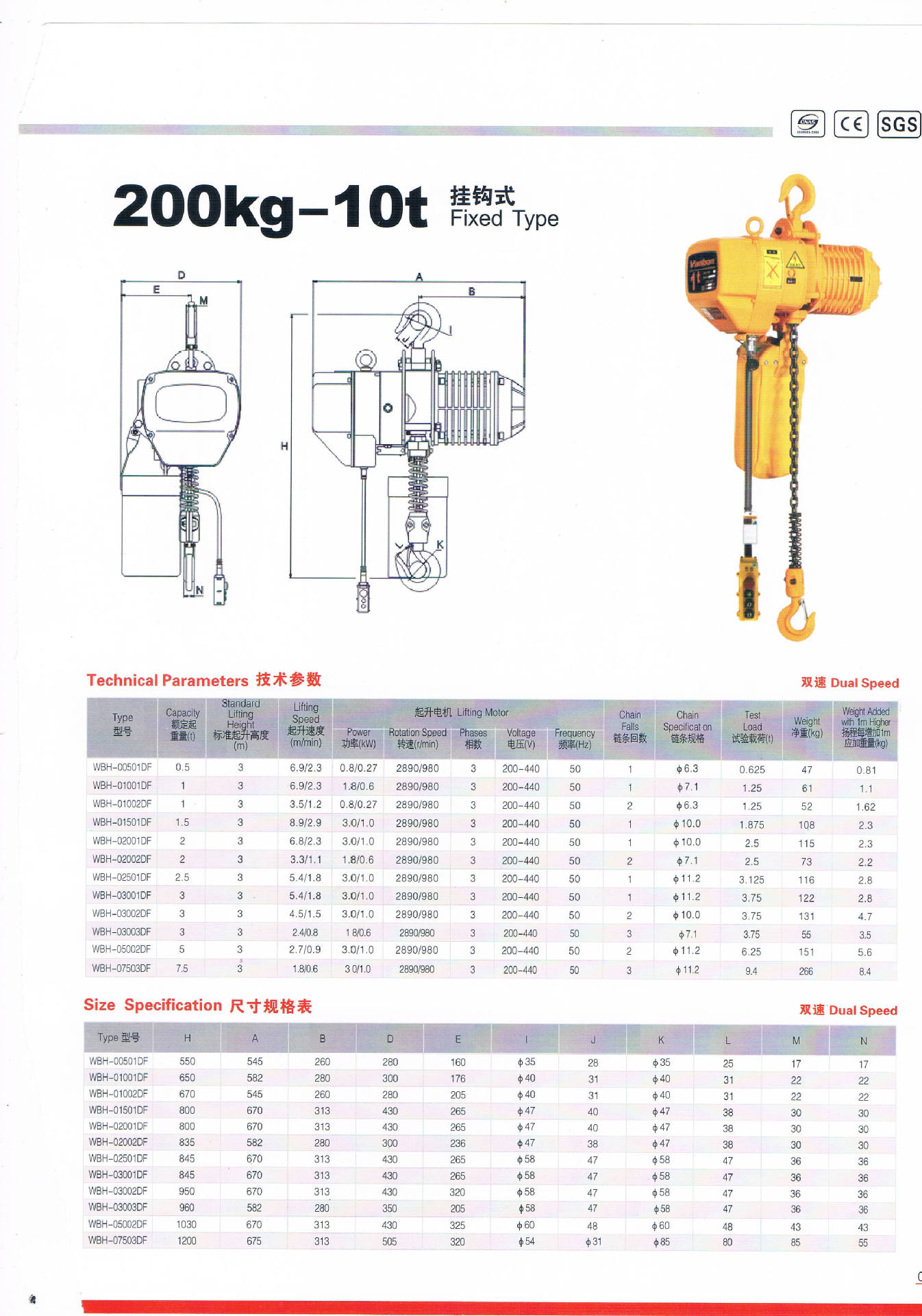 供应05t快速环链电动葫芦厂家批发380v05t起重