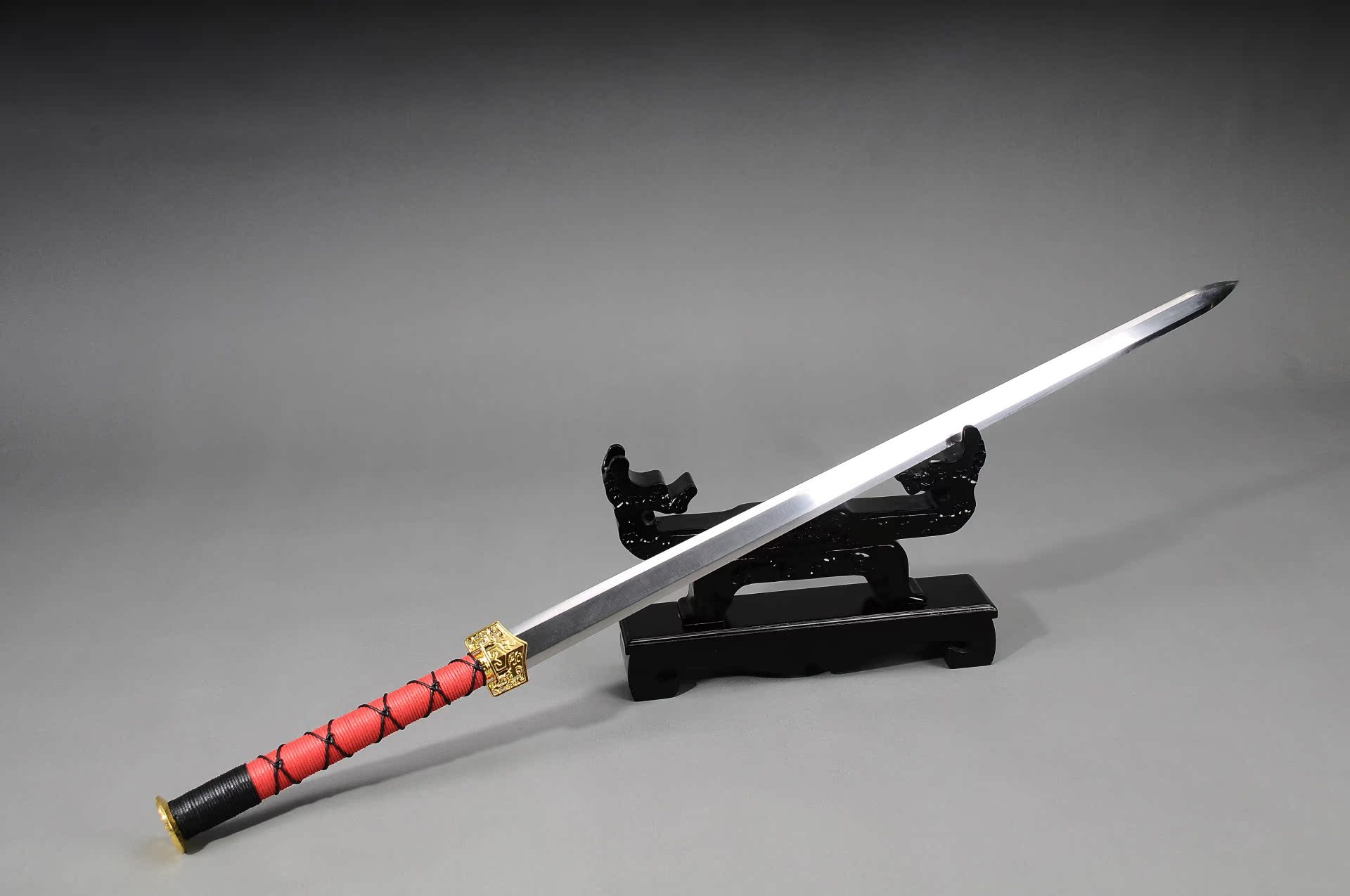 龙泉宝剑精品六面汉剑高锰钢镇宅辟邪剑汉剑硬剑(黄金装)未开刃