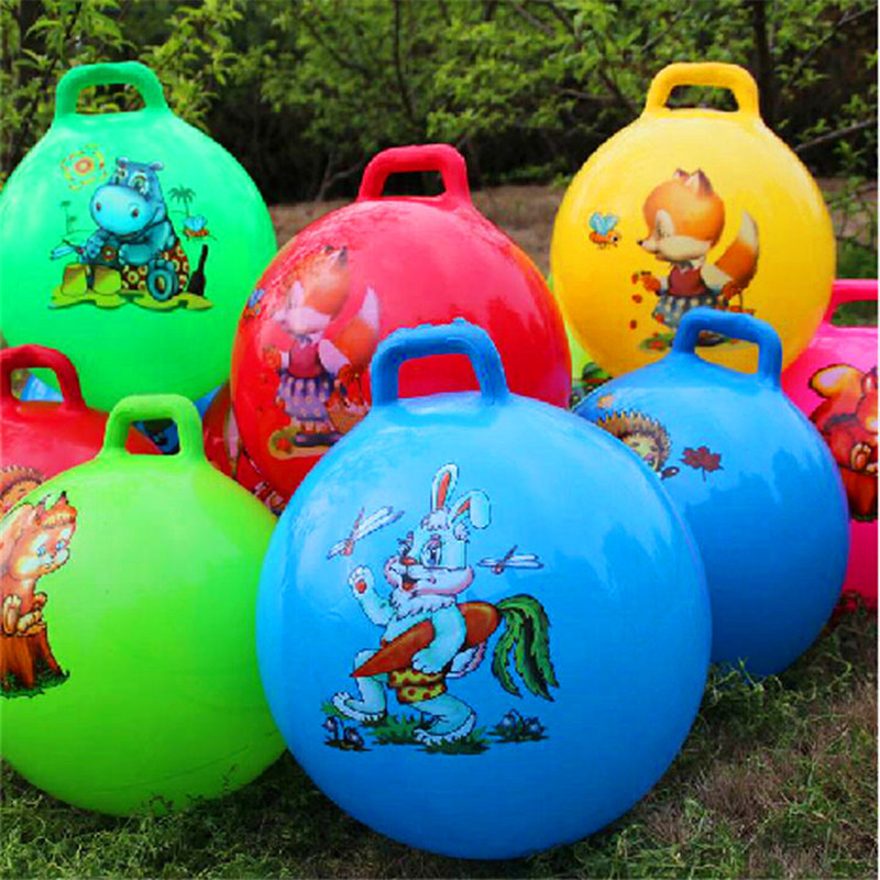 厂家直销 环保加厚手柄球 充气玩具球 跳跳球批发