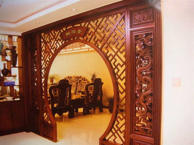 东阳木雕 木花 花格 花窗 隔断 月洞门