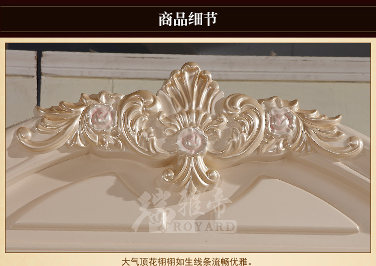 高档欧式实木衣柜 带顶花四门实木衣柜 荷花白大四门衣柜厂价直销