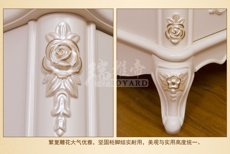 精美雕花四门衣柜带抽 高档顶花实木衣柜 欧式实木衣柜