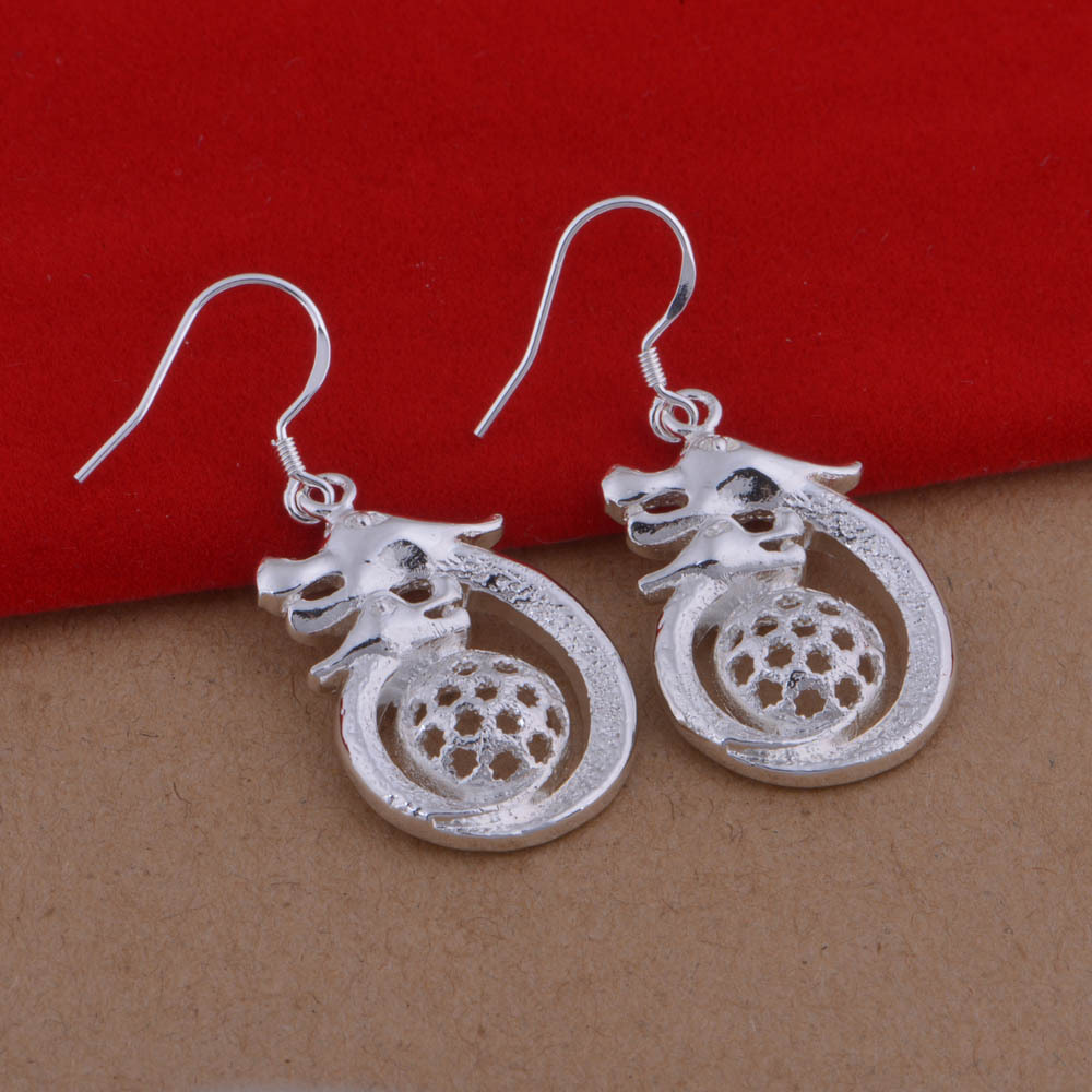 外贸首饰 镀925纯银耳环 龙戏珠耳环 韩版流行 现货批发