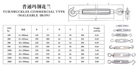 索具厂供玛钢花篮螺栓花篮螺丝美式花兰开体花兰链条拉紧器