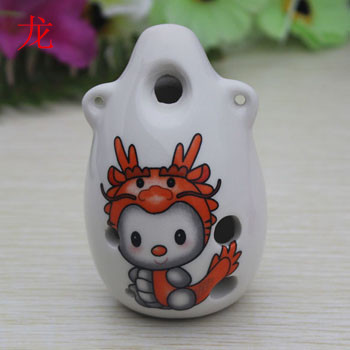 卡通十二生肖陶瓷笛子精美陶笛彩绘陶笛六孔陶笛十二款笛特价批发