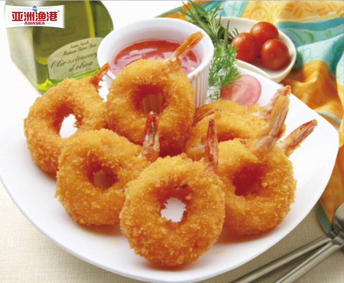 大量批发绿色食品qq虾油炸即食品虾体饱满900g盒