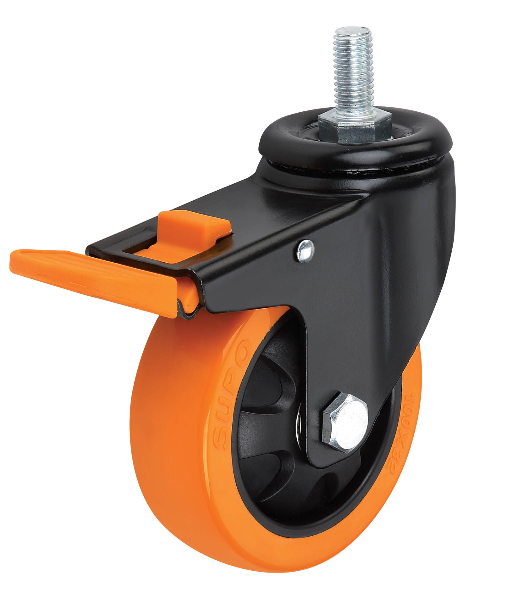 脚轮 聚氨酯pu重型工业万向轮 3寸带刹车轮