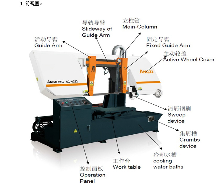 带锯床ec4252/60卧式双柱型锯床金属带锯床