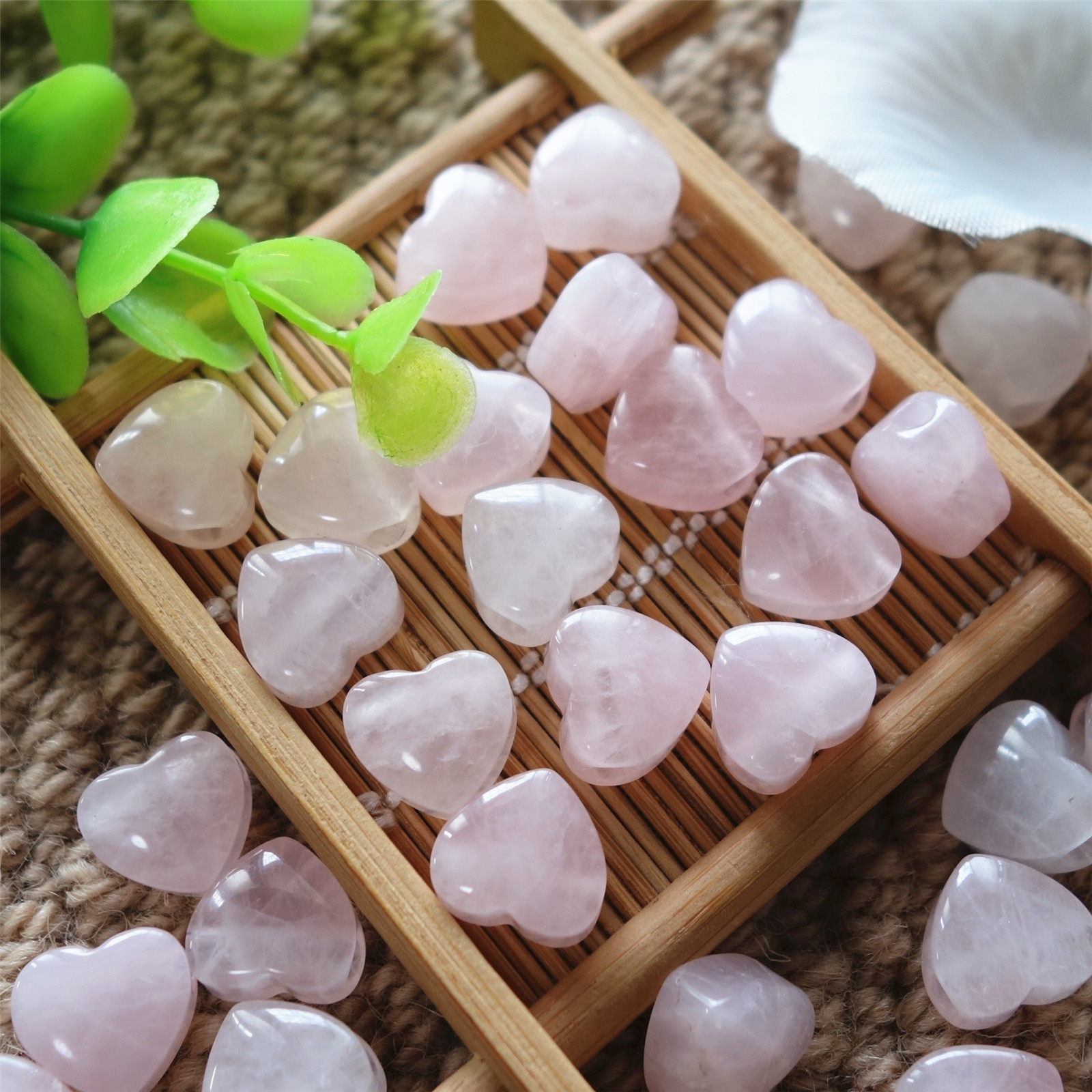 天然巴西粉晶 芙蓉石桃心双卜大孔吊坠diy手工饰品配件12mm孔3mm