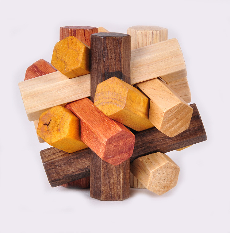 成人古典木制益智玩具孔明锁鲁班锁新款六角木结十二姐妹