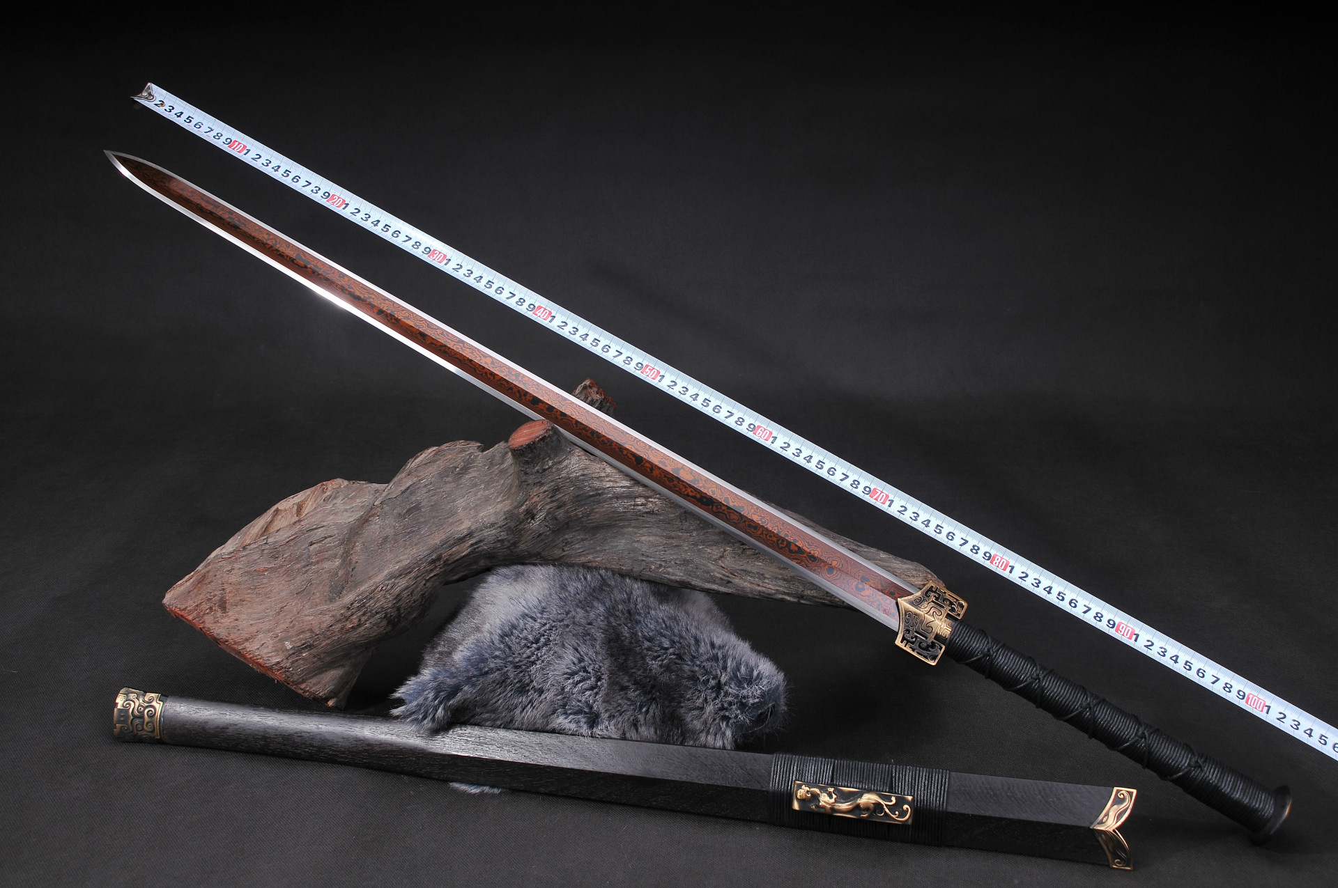 龙泉华影刀剑宝剑精品八面发红汉剑高硬度汉剑未开刃